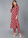 Ahika Women Maroon Cotton Blend Floral Printed