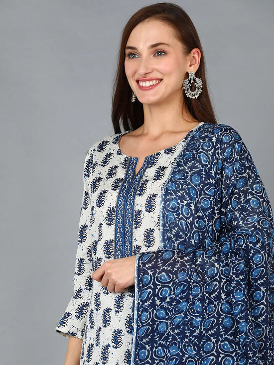 Ahika Women White Cotton Blend Paisley Printed