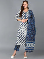 Ahika Women White Cotton Blend Paisley Printed