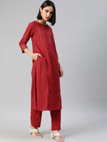 Ahika Women Cotton Blend Solid Kurta Trouser