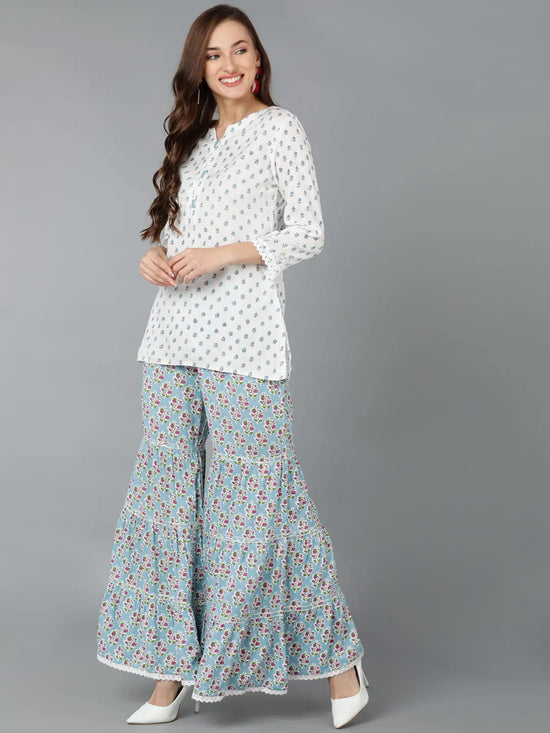 Ahika Women Cotton Floral Printed Kurta Sharara-VKSKD1261B_S