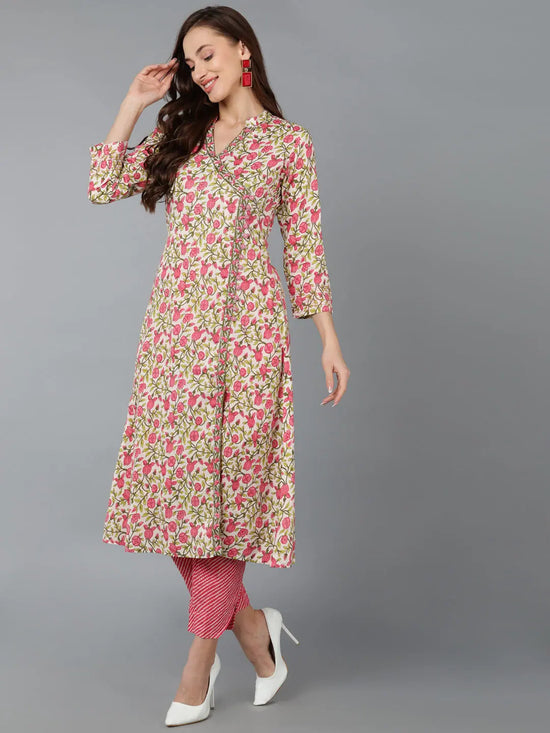 Ahika Women Cotton Floral Printed Kurta Trousers-VKSKD1135B_S