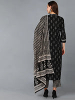 Ahika Women Black Cotton Blend Paisley Printed