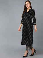 Ahika Women Black Cotton Blend Paisley Printed