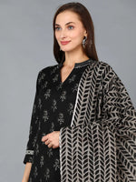 Ahika Women Black Cotton Blend Paisley Printed