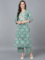 Ahika Women Cotton Floral Printed Kurta With-VKSET1348_XS