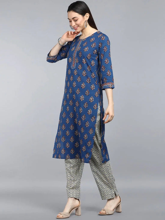 Ahika Pure Cotton Printed Kurta Pant Dupatta-VKSKD1029AB_XS