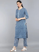 Ahika Pure Cotton Printed Kurta Pant Dupatta-VKSKD1036AB_XS