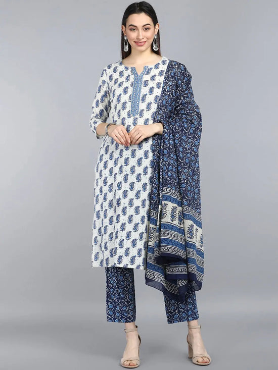 Ahika Cotton Blend Printed Kurta Pant Dupatta-VKSKD1026AB_XS