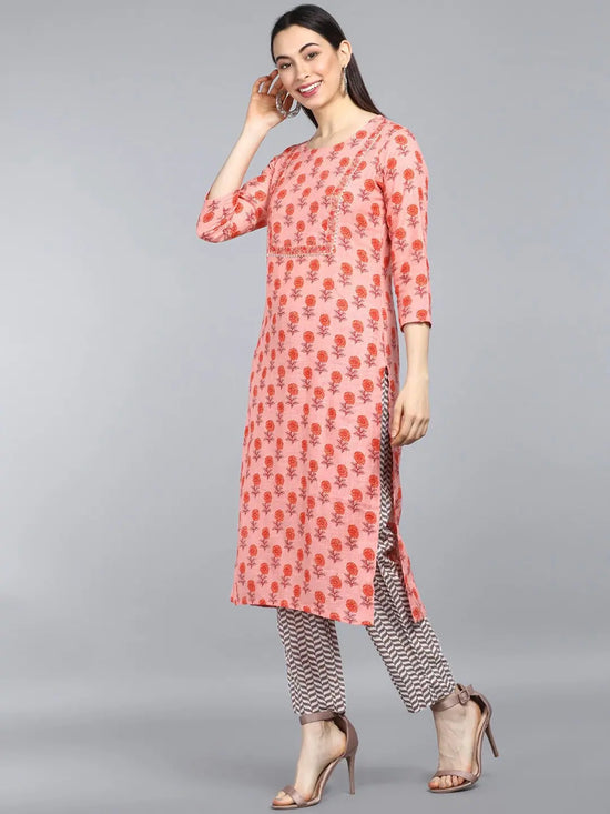 Ahika Pure Cotton Printed Kurta Pant Dupatta-VKSKD1019AB_XS