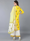 Cotton Yellow Floral Printed Kurta Pant With