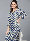 Cotton Off White Printed Straight Kurta With