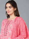 Cotton Pink Geometric Printed Kurta Pant With