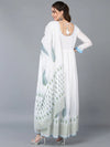 Cotton Blend White Embroidered Flared Kurta With-VKD1002_XS