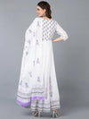 Cotton Blend White Embroidered Flared Kurta With-VKD1006_XS