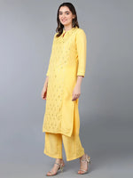 Silk Blend Yellow Ethnic Printed Embroidered Kurta