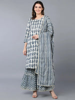 Cotton Off White Paisley Printed Kurta Pant