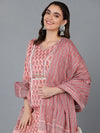 Cotton Pink Floral Printed Kurta Pant With