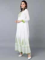 Cotton Blend White Flared Kurta With Dupatta