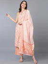 Poly Silk Nude Ethnic Printed Kurta Pant