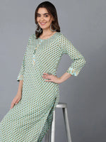 Cotton Sea Green Ethnic Printed Kurta Pant