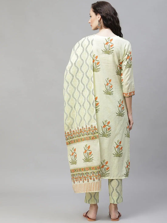 Ahika Cotton Printed Kurta Pant Dupatta Set-VKSKD1131A_L