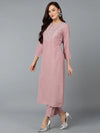 Silk Blend Mauve Straight Kurta With Pant