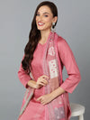 Silk Blend Pink Printed Straight Kurta Pant-VKSKD1824_XS