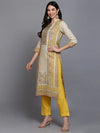 Cotton Tan Embroidered Straight Kurta Pant With