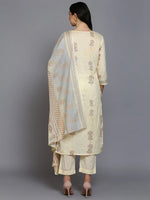 Cotton Blend Lemon Yellow Printed Straight Kurta