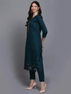 Cotton Green Embroidered Straight Kurta Pant With-VKSKD1933_XS