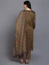 Cotton Khaki Embroidered Straight Kurta Pant With