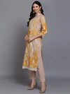 Cotton Taupe Printed Straight Kurta Pant With