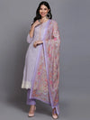 Cotton Lavender Printed Straight Kurta Pant With-VKSKD1910_XS