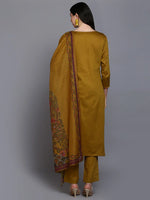 Cotton Olive Embroidered Straight Kurta Pant With