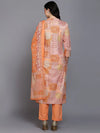 Cotton Peach Printed Straight Kurta Pant With-VKSKD1860_XS