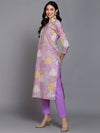 Cotton Lavender Printed Straight Kurta Pant With-VKSKD1853_XS