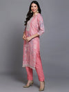 Cotton Peach Printed Straight Kurta Pant With-VKSKD1914_XS