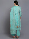 Cotton Green Embroidered Straight Kurta Pant With-VKSKD1946_XS