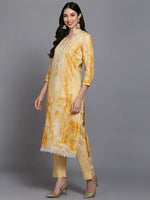 Cotton Off-White Printed Straight Kurta Pant With