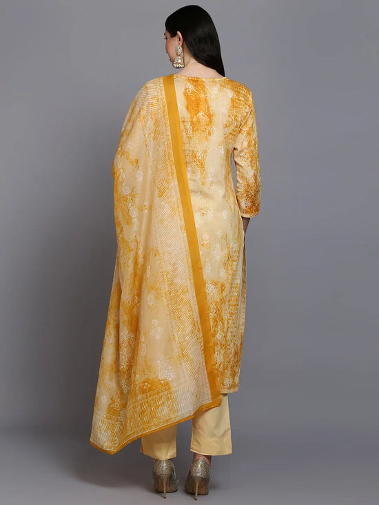 Cotton Off-White Printed Straight Kurta Pant With