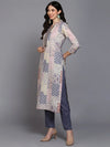 Cotton Light Lavender Printed Straight Kurta Pant