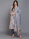 Cotton Light Lavender Printed Straight Kurta Pant