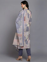 Cotton Light Lavender Printed Straight Kurta Pant