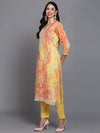 Cotton Yellow Printed Straight Kurta Pant With-VKSKD1916_XS