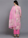 Cotton Pink Printed Straight Kurta Pant With-VKSKD1856_XS