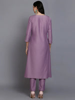 Silk Blend Embroidered Straight Kurta Pant With