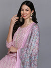 Pink Cotton Embroidered Suit Set VKSKD1913