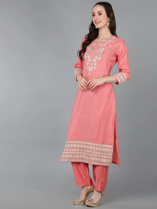 Ahika Women Silk Blend Embroidered Printed Kurta