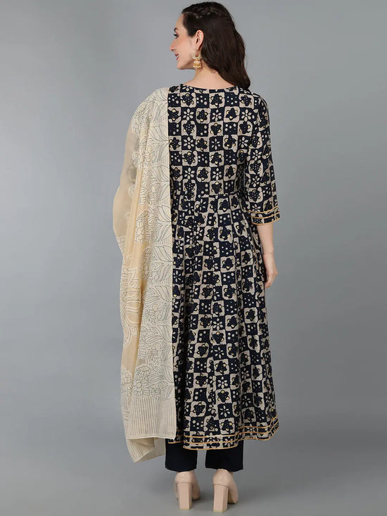 Ahika Women Silk Blend Yoke Design Abstract